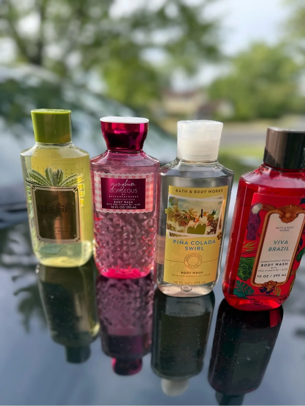 Bath & Body Works 4pc.Set🩷❤️Gingham❤️Pina Colada Swirl💛 Brazil Red & Waikiki💚 - Picture 4 of 4